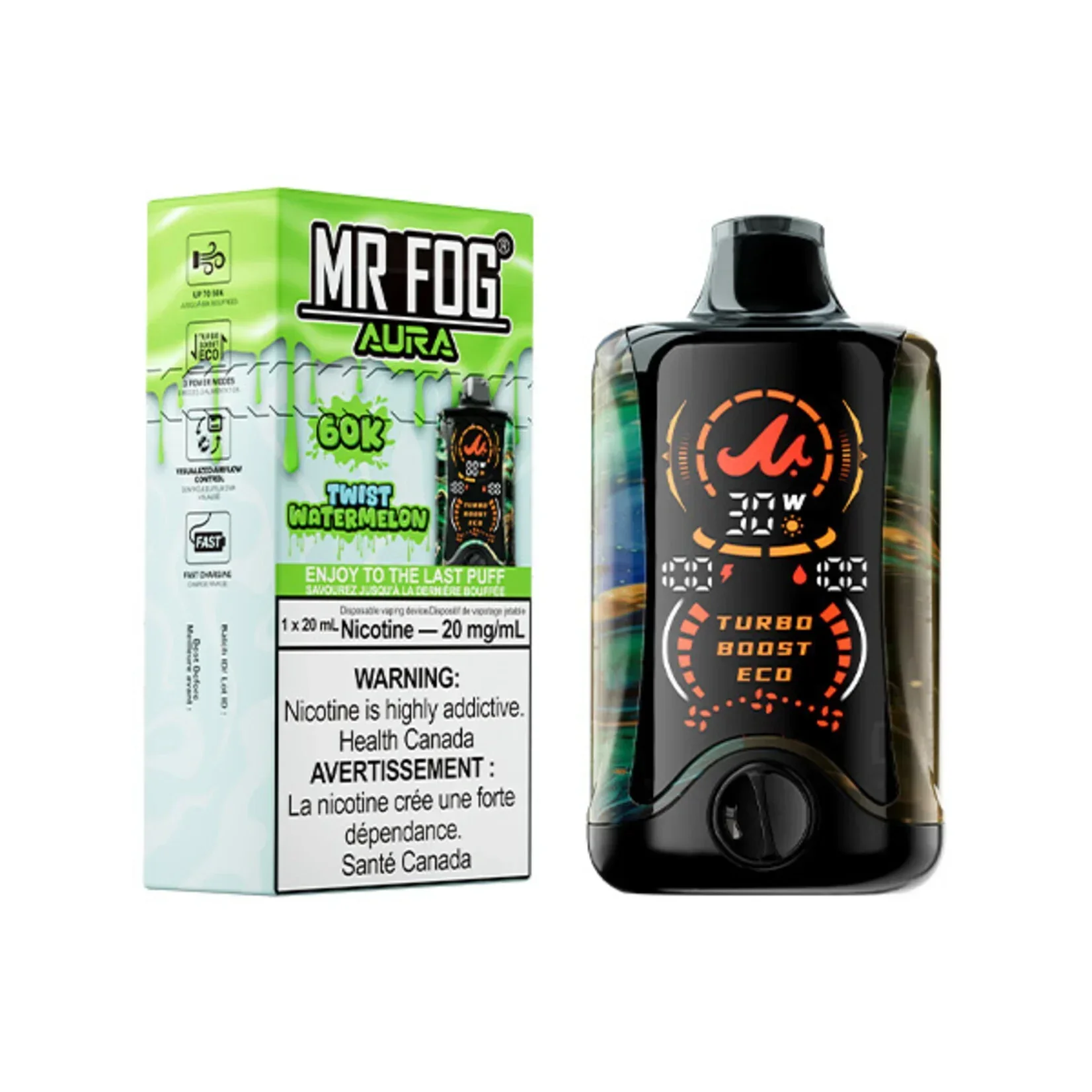 Twist Watermelon Mr Fog Aura 60K Puffs Disposable Vape 1 Twist Watermelon Mr Fog Aura