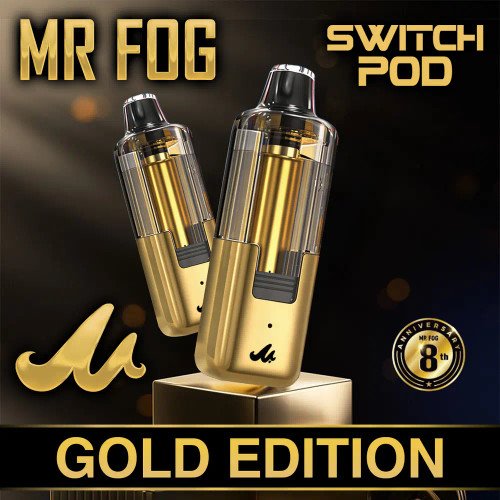 8th Anniversary - Mr Fog Switch Gold Edition 45K Pods 8th Anniversary Mr Fog Switch Gold Edition 45K Puffs Disposable Pods