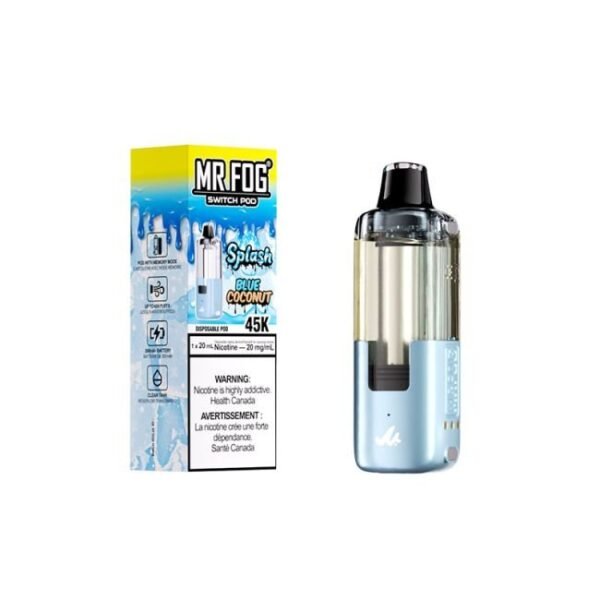 swpdsp02_-_splash_blue_coconut_-s.jpg Blue Coconut (Splash Edition) Mr Fog Switch 45000 Puffs Disposable Vape - Pods Only